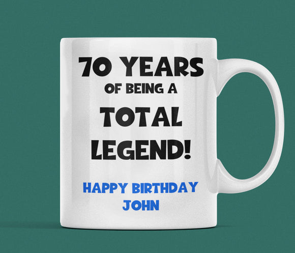 Personalised Legend at 70 Mug, 70th Birthday Gift