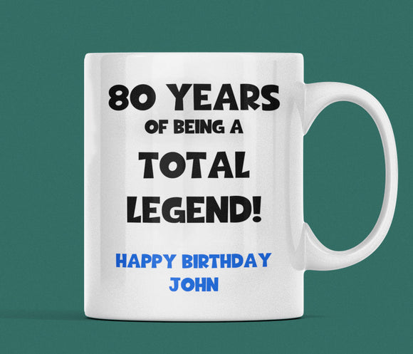 Personalised Legend at 80 Mug, 80th Birthday Gift