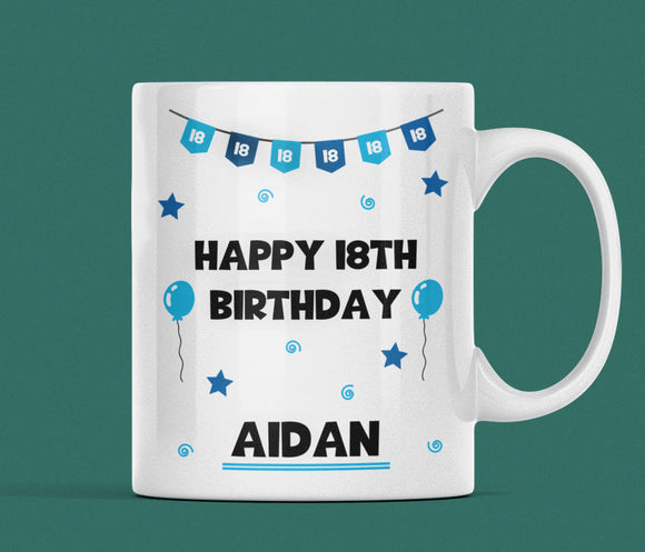 Personalised Blue 18th Birthday Mug, 18th Birthday Gift