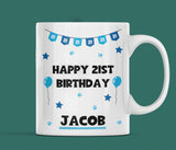 Personalised Blue 21st Birthday Mug, 21st Birthday Gift