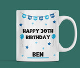 Personalised Blue 30th Birthday Mug, 30th Birthday Gift