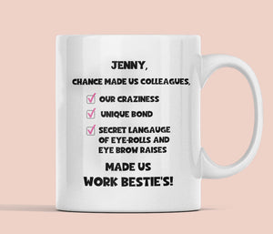 Personalised Work Bestie Mug - Chance made us colleagues, Secret Santa