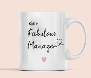 Personalised Fabulous Manager Mug - Work Boss Gift, Secret Santa