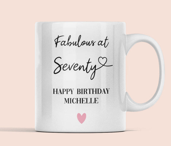 Personalised Fabulous at 70 Mug, 70th Birthday Gift