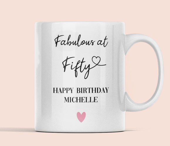 Personalised Fabulous at 50 Mug, 50th Birthday Gift