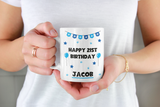 Personalised Blue 21st Birthday Mug, 21st Birthday Gift