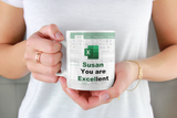 Personalised Funny Excel-lent Work Mug, Excel Joke Work Mug, Secret Santa