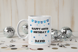 Personalised Blue 60th Birthday Mug, 60th Birthday Gift