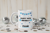 Personalised Blue 70th Birthday Mug, 70th Birthday Gift