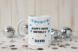 Personalised Blue 80th Birthday Mug, 80th Birthday Gift