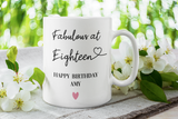 Personalised Fabulous at 18 Mug, 18th Birthday Gift