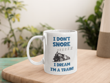 Funny Snoring Train Joke Mug, Birthday For Dad