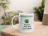 Personalised Funny Excel-lent Work Mug, Excel Joke Work Mug, Secret Santa