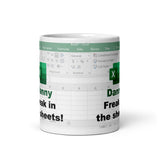 Personalised Funny Freak in the Sheets Work Mug, Excel Joke Mug, Secret Santa