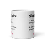 Funny Mum's Rules Mug, Funny Mum Gift, Mum Birthday, Mother's Day