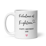 Personalised Fabulous at 18 Mug, 18th Birthday Gift