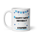 Personalised Blue 40th Birthday Mug, 40th Birthday Gift