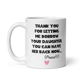 Funny Mother in Law Borrow Your Daughter Mug, Girlfriend's / Wife's Mum Gift, Mother's Day