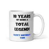 Personalised Legend at 18 Mug, 18th Birthday Gift