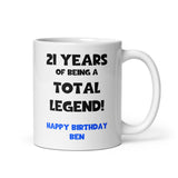 Personalised Legend at 21 Mug, 21st Birthday Gift