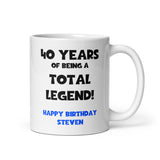 Personalised Legend at 40 Mug, 40th Birthday Gift