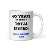 Personalised Legend at 60 Mug, 60th Birthday Gift