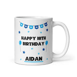 Personalised Blue 18th Birthday Mug, 18th Birthday Gift