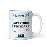 Personalised Blue 30th Birthday Mug, 30th Birthday Gift