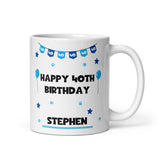 Personalised Blue 40th Birthday Mug, 40th Birthday Gift